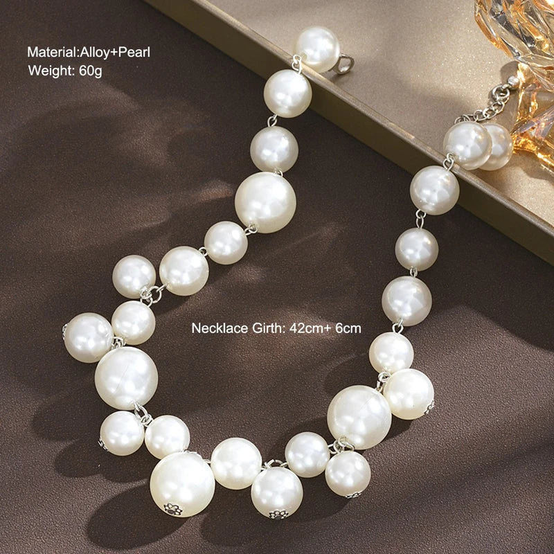 Elegant Imitation Pearl Women's Necklace Big Pearls Beads Choker Necklaces Party Wedding Bride Necklace Jewelry Girls Gifts