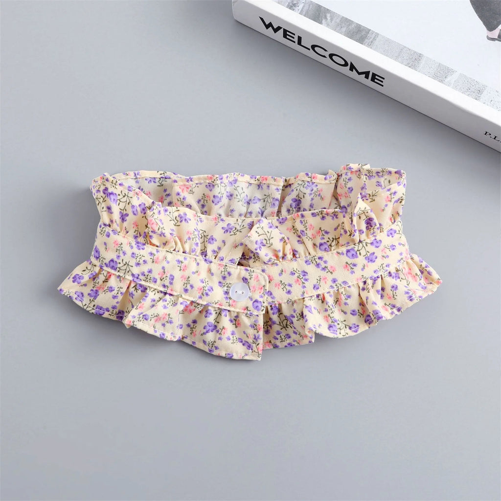 Fashion Ruffles Button Fake Collar for Women Stand Detachable Collar Fake Girls Vintage Lace Ladies False Blouse Collar