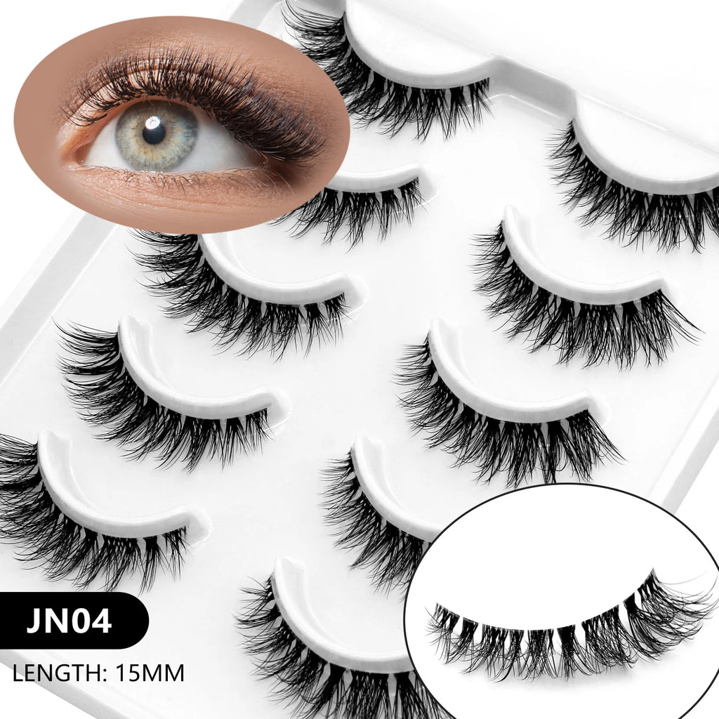 VELTRINAY Fake Lashes Mink Lashes Plush 3D False Eyelashes Clear Band Accent Cat Eye Lashes False Lashes Makeup