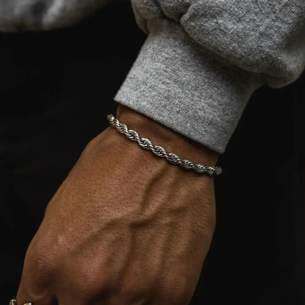 Hip Hop Men's Stainless Steel Rope Chain Bracelets,2/3/4/5mm Gold Color Adjustable Twisted Chain Wristband,Punk Casual Jewelry