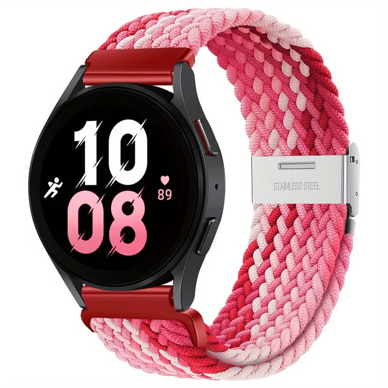 22mm 20mm Nylon Strap For Samsung Galaxy Watch 6 5 4/Gear S3 Magnetic Buckle Metal Adjustment Band For Huawei IWatch 4 GT2/3 Pro