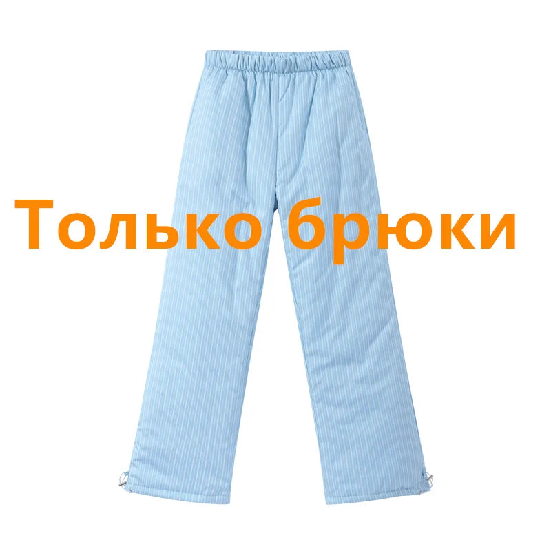 Puffer Women's Two Piece Set Winter Thick Outerwear High Waist Puffer Long Pants Thickened Version Winter Wear 2026 New Arrival