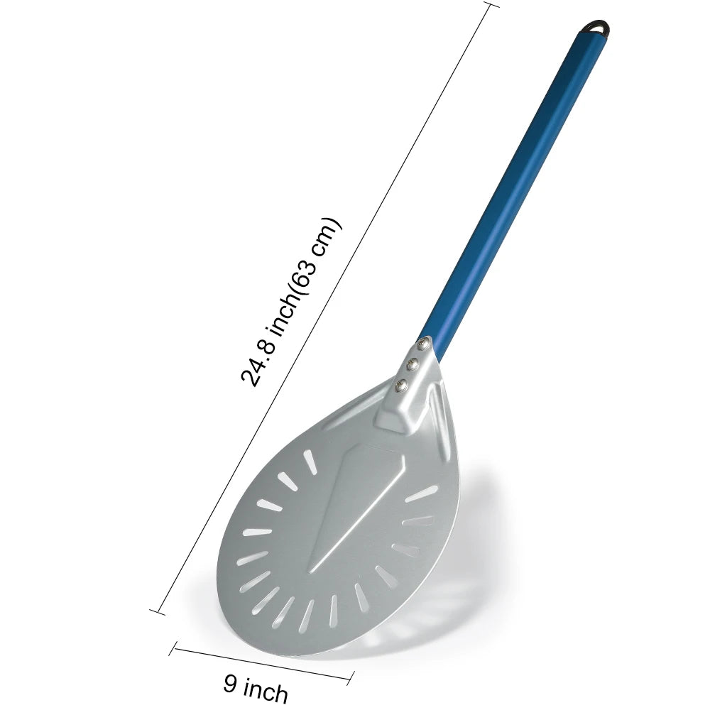 PizzAtHome Long Handle 7/ 8/ 9 Inch Perforated Pizza Turning Peel Pizza Shovel Aluminum Pizza Peel Paddle Small Pizza Tool