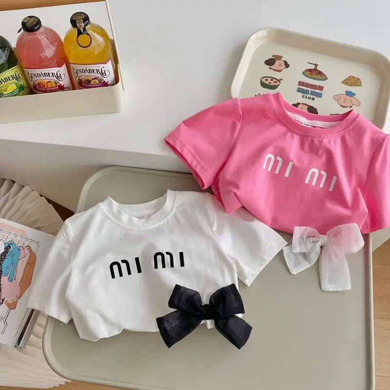 Summer Children Short Sleeve T-shirt for Girls Letter Printing Girls T Shirt Girls Tops Tees Cartoon Kids Clothes 2-8Year child