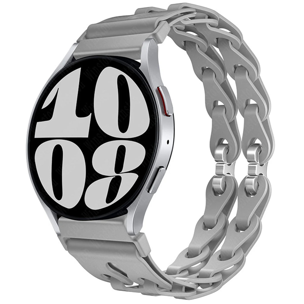 22mm 20mm Chain Strap for Samsung Galaxy Watch 7 6 5 4 6Classic Silicone Band for Huawei GT4 3Pro for Amazfit GTR 4/GTS Bracelet