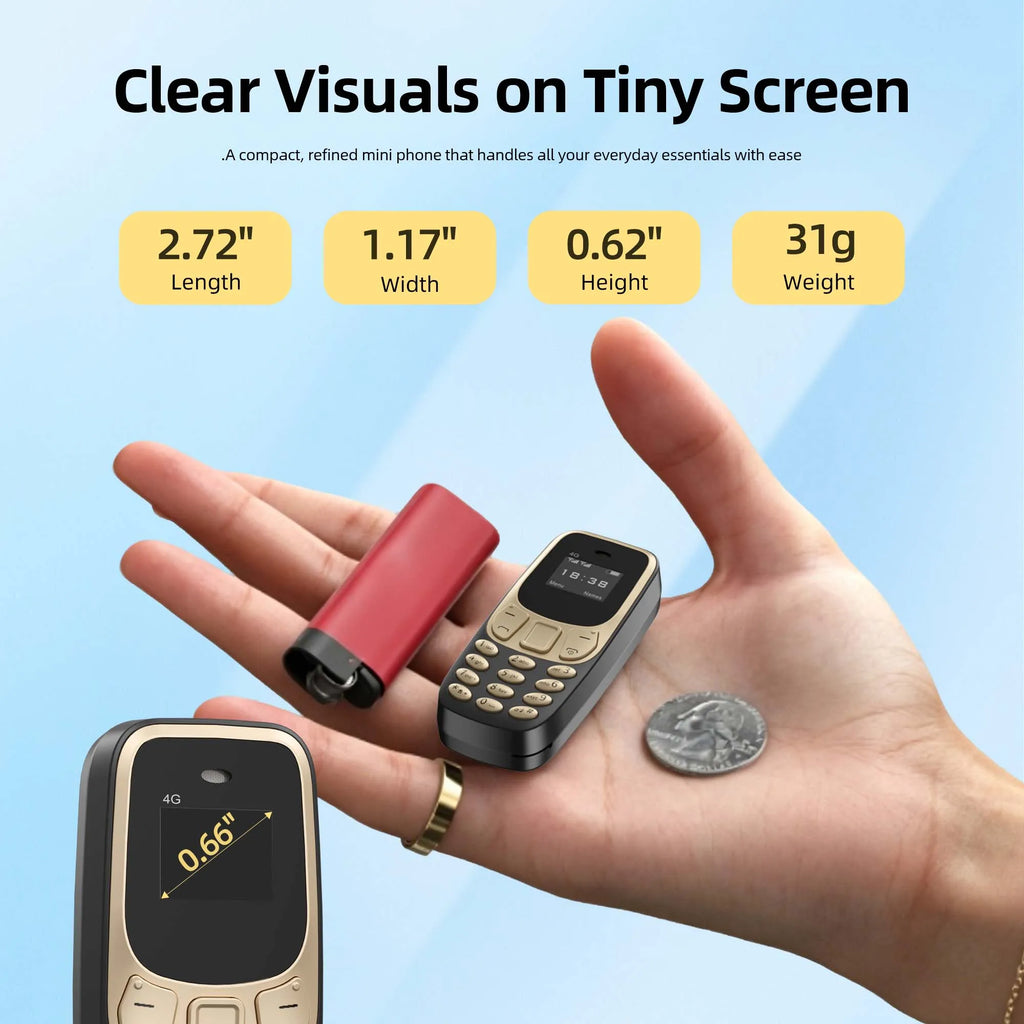 SERVO BM10 Super Mini Pocket 4G LTE Feature Phone Dual SIM Speed Dial Call Recording Blacklist MP3 Player Alarm Clock Cellphone