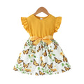 New 2024 Kid Girl Princess Dress Flower Flutter Sleeve Skirt with Bow Summer Lovely Party Clothing for Children Girl 4-7 Years