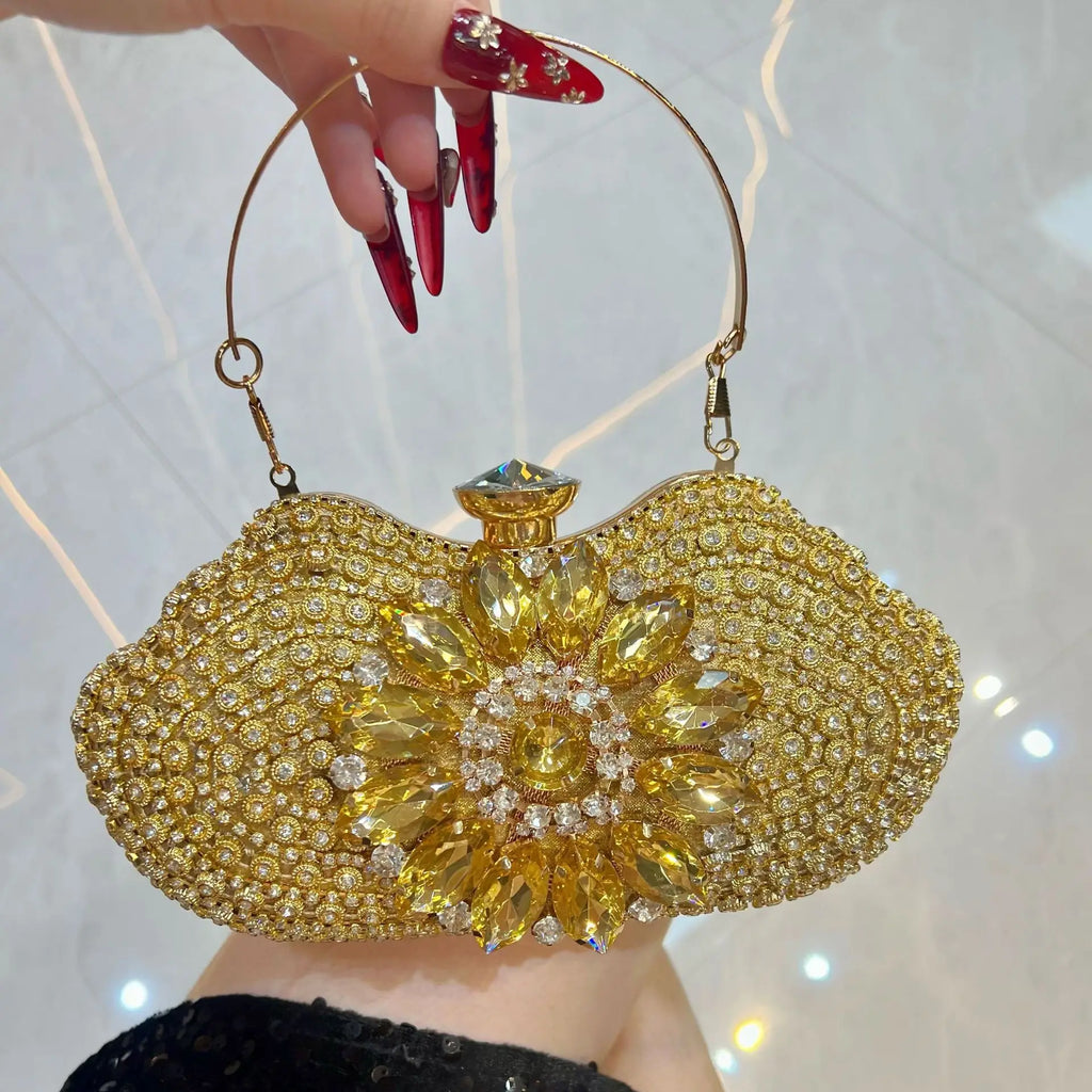 Luxury Diamond Encrusted Evening Clutch Women’s Rhinestone Sparkling Handbag Wedding Banquet Dinner Party Elegant Dress Purse