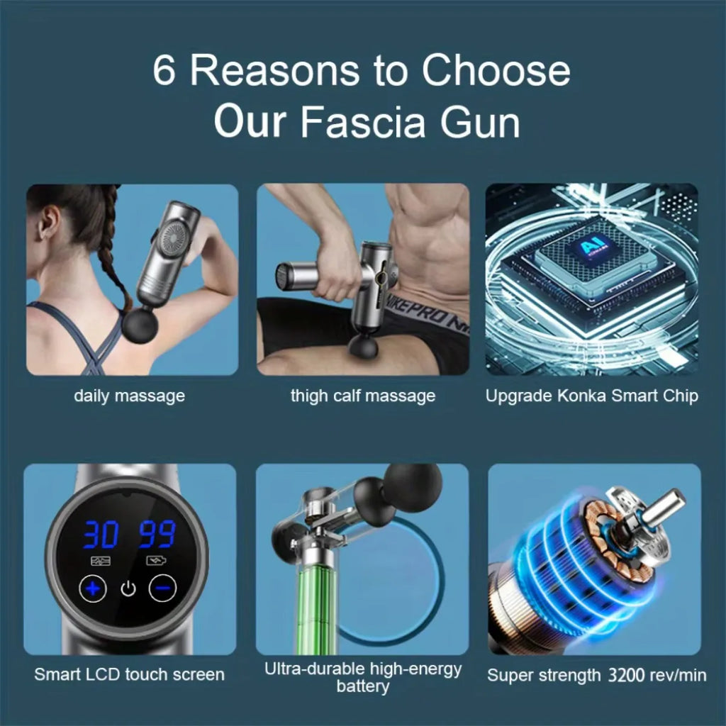 Deep Muscle Massage Gun Portable, Fascia Vibration Gun for Body Neck Back Relaxation, Fitness Slimming Tool