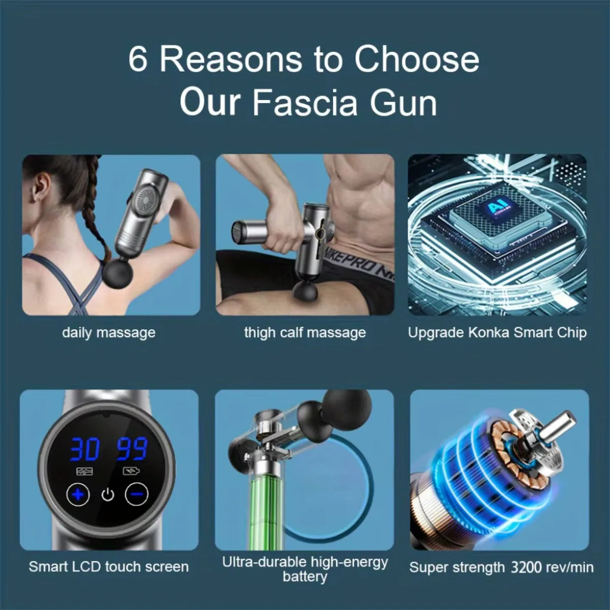 Deep Muscle Massage Gun Portable, Fascia Vibration Gun for Body Neck Back Relaxation, Fitness Slimming Tool