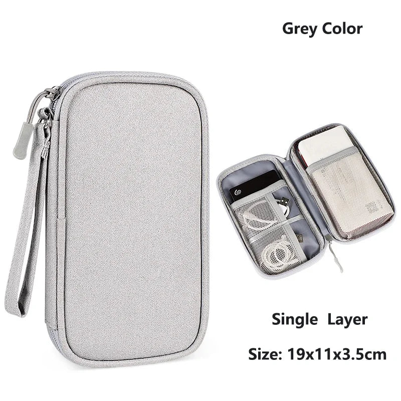 Home Office Cable Organizer Bag, Portable Travel Digital Storage Case for USB Charger Headset