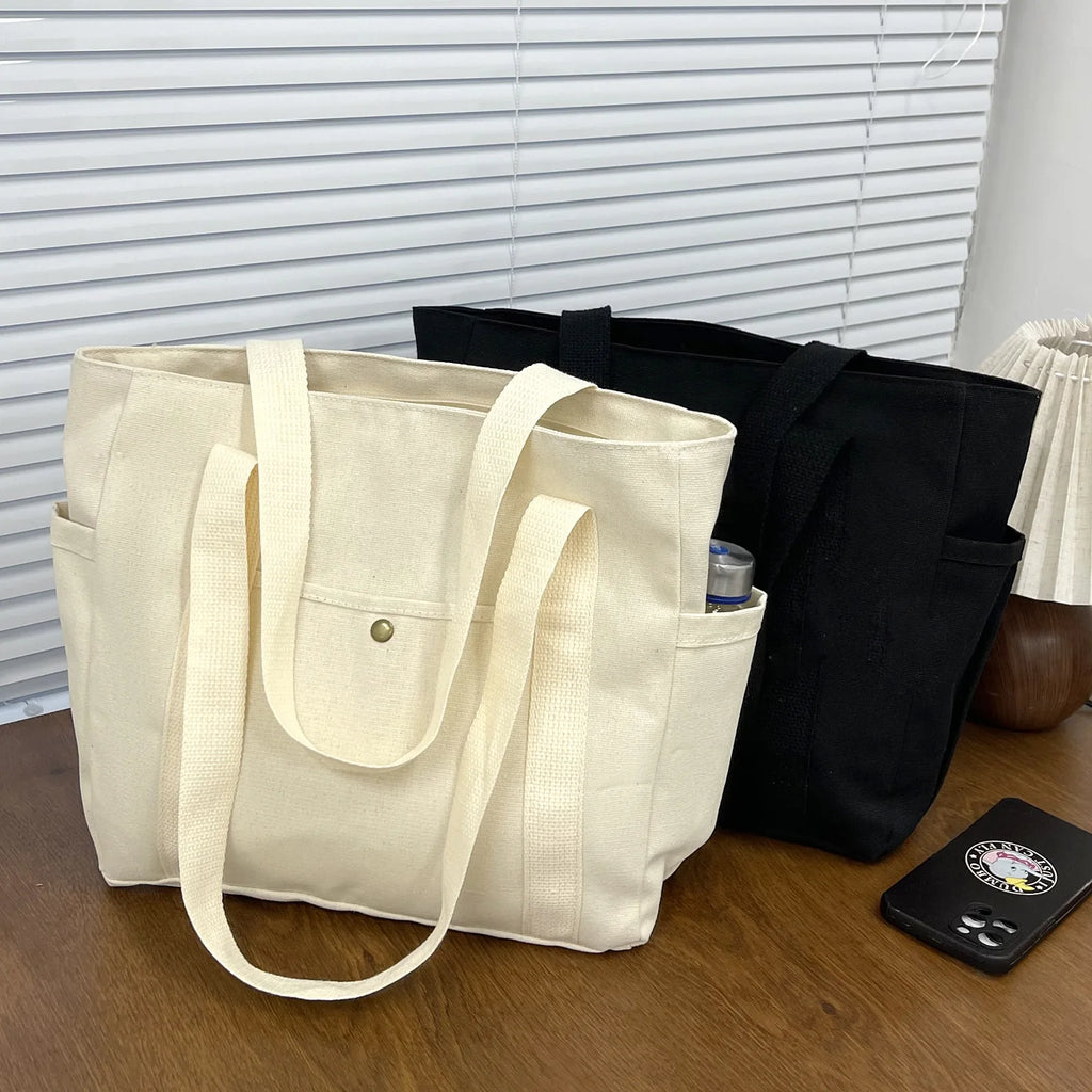 Large Capacity Canvas Tote Bags for Work Commuting Shopping Women Carrying Bag College Style Student Outfit Book Shoulder Bags