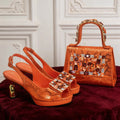 2026 New Design Elegant Women's High Heels Shoes & Bag Set Rhinestone-Embellished Designer Shoes Perfect for Special Occasionss