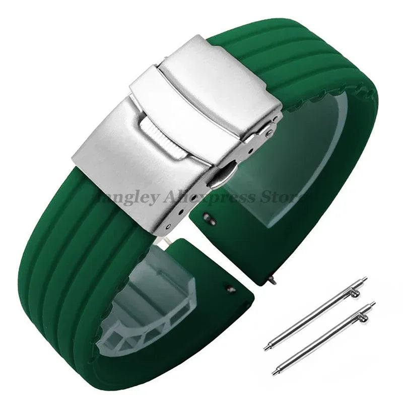 18mm 20mm 22mm 24mm Quick Release Silicone Watchband for Huawei Watch GT4/GT3 46mm for Seiko for Omega for Fossil Rubber Straps