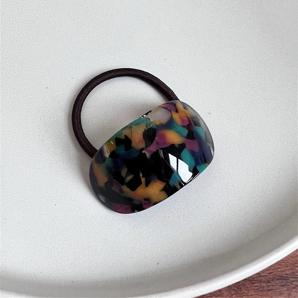 Simple Oval Acetate Hair Rope Daily Commuter Hair Tie Elastic Ponytail Rubber Band for Women Hair Ring Hair Accessories
