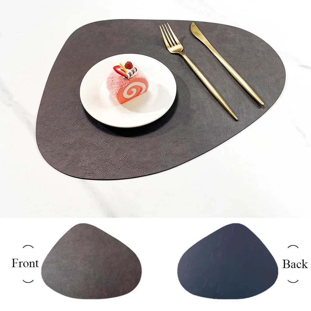 Nordic Double-Sided Anti-Slip Placemat - PU Thermal Insulation Table Mat with Water Droplet Pattern and Leather-Like Design