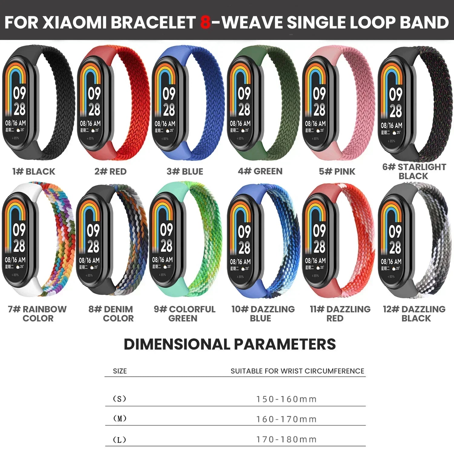 Braided Solo Loop for Xiaomi Mi Band 8 Strap Replacement accessories Elastic Nylon Watchbands correa bracelet for Miband 8 NFC