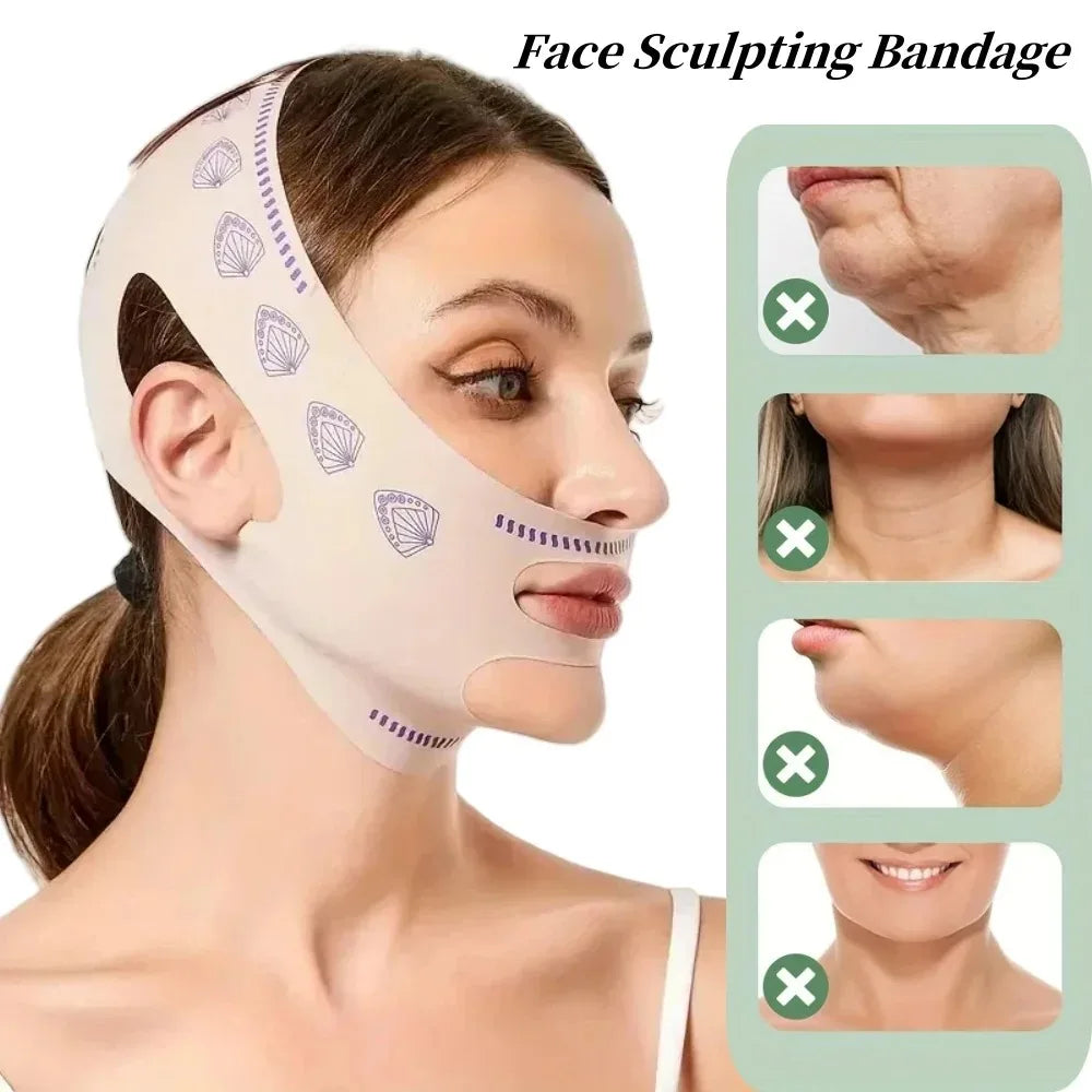 1pc Adjustable V-Face Lift Mask,Breathable Comfort Reusable Face Shaping Bandage for Double Chin Reduction,Tightening,Gift