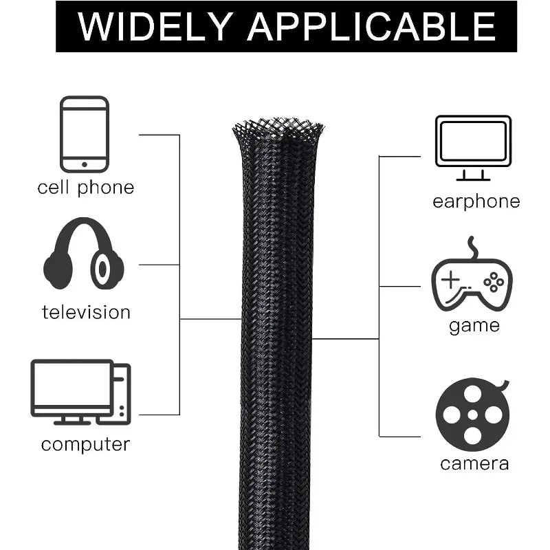 NEW 1-5M Self Closing Cable Protector Sleeve PET Braided Expandable Auto Line Management Flexible Loom Split Pipe Tube Protector