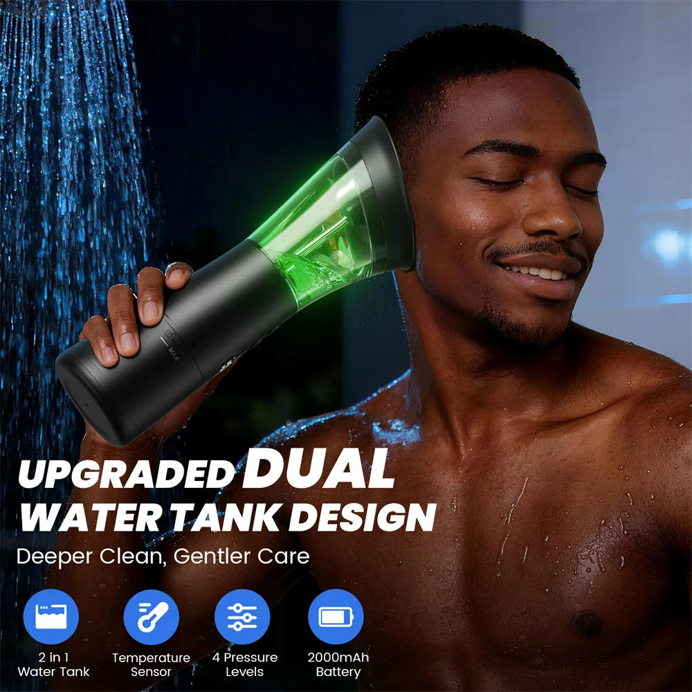2 In 1 Dual Water Tank Electric Ear Wax Remover Safe Temp Sensor 4 Pressure Modes 2000mAh Battery Ear Washer with Multi Hole