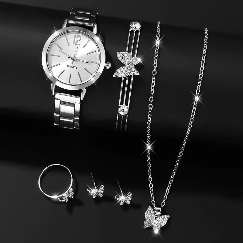6Pcs Women's Fashion Watch Set, Daily Wear, Valentine's Day, Easter, Christmas, New Year's Day, Gifts for Friends and Family.