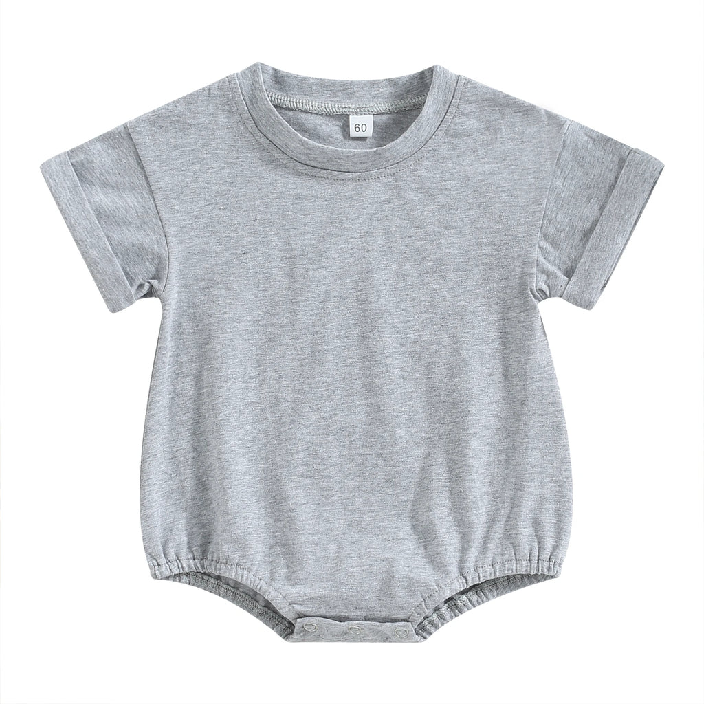 Citgeett Summer Infant Baby Boys Girls Bodysuit Short Sleeve Solid Color Jumpsuit Solid Casual Clothes