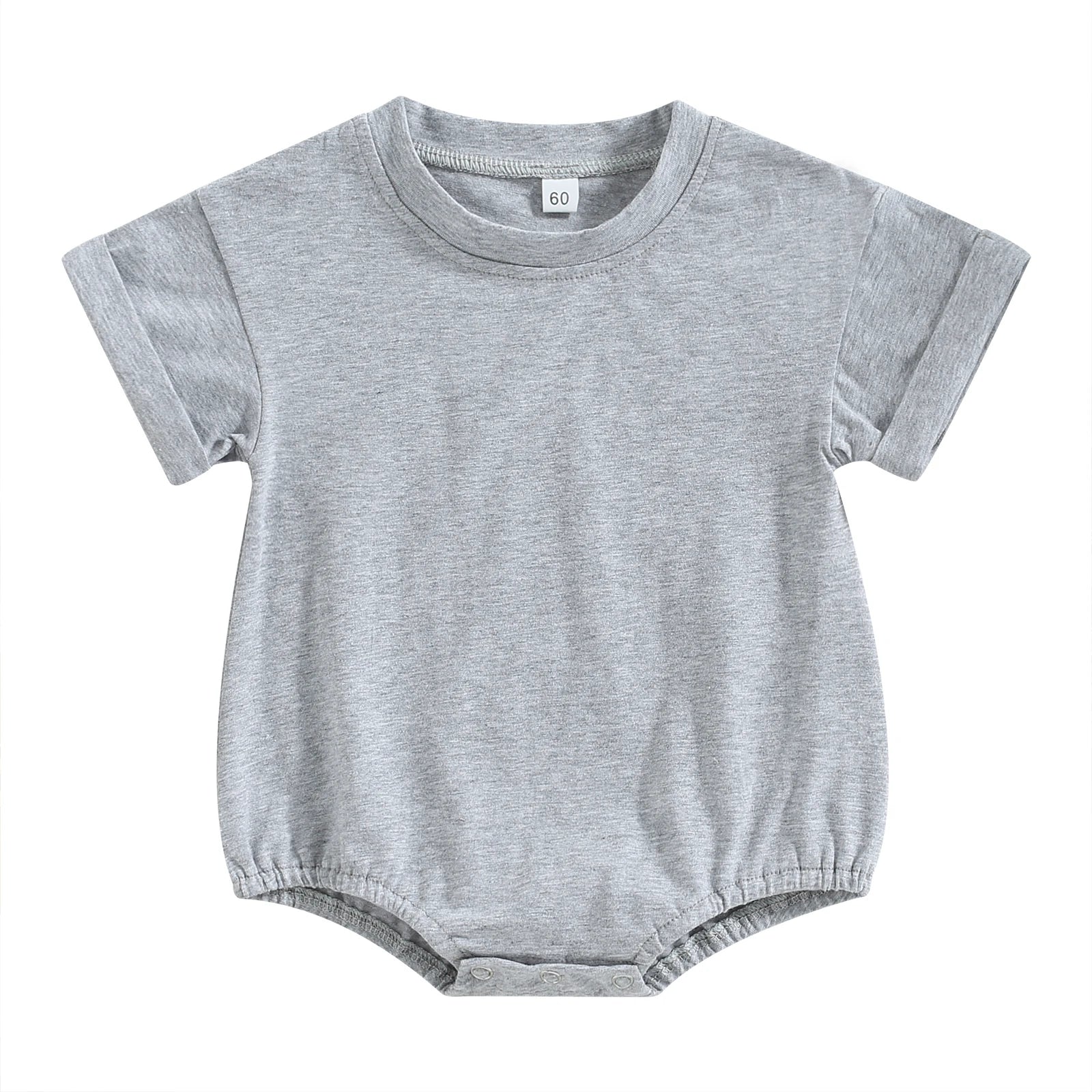 Citgeett Summer Infant Baby Boys Girls Bodysuit Short Sleeve Solid Color Jumpsuit Solid Casual Clothes