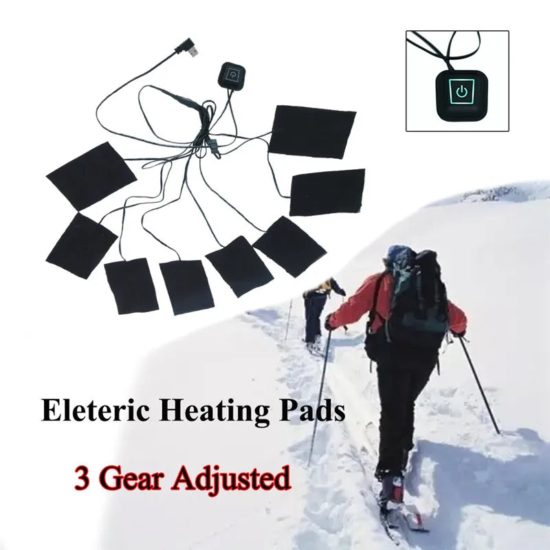 USB Charging Clothing Heating Pad 45℃-65℃ Vest Heater Winter Warm Camping Hiking Ski Cycling Pants Carbon Fiber Heated Pads