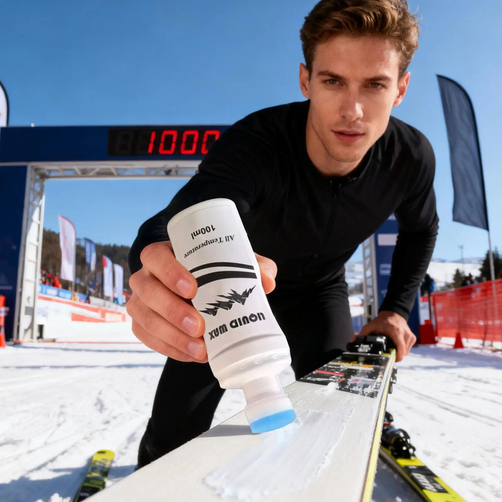 100ml Liquid Ski Wax with Applicator Long Lasting Glide & Protection for Skis & Snowboards, Easy Rub-On Formula for Home Tuning