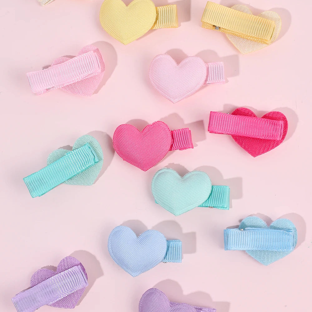 16Pcs Mini Heart Hair Clips Cute Small Love Barrettes Solid Kids Hairclips For Baby Girl Children's Infant Hairpin Accessories