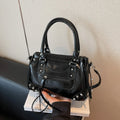 Vintage Rivets Pillow Bag Large Capacity Zipper Single Shoulder Bag Top Handle Patent Leather Crossbody Women's Bag Women