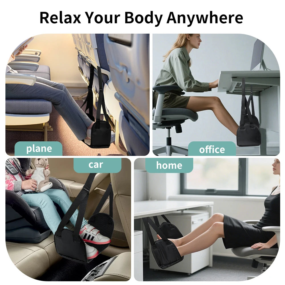 Newest Airplane Foot Hammock Airline Foot Rest With Removable Pad Adjustable Strap Foot Hammock With Menory Foam For Travel