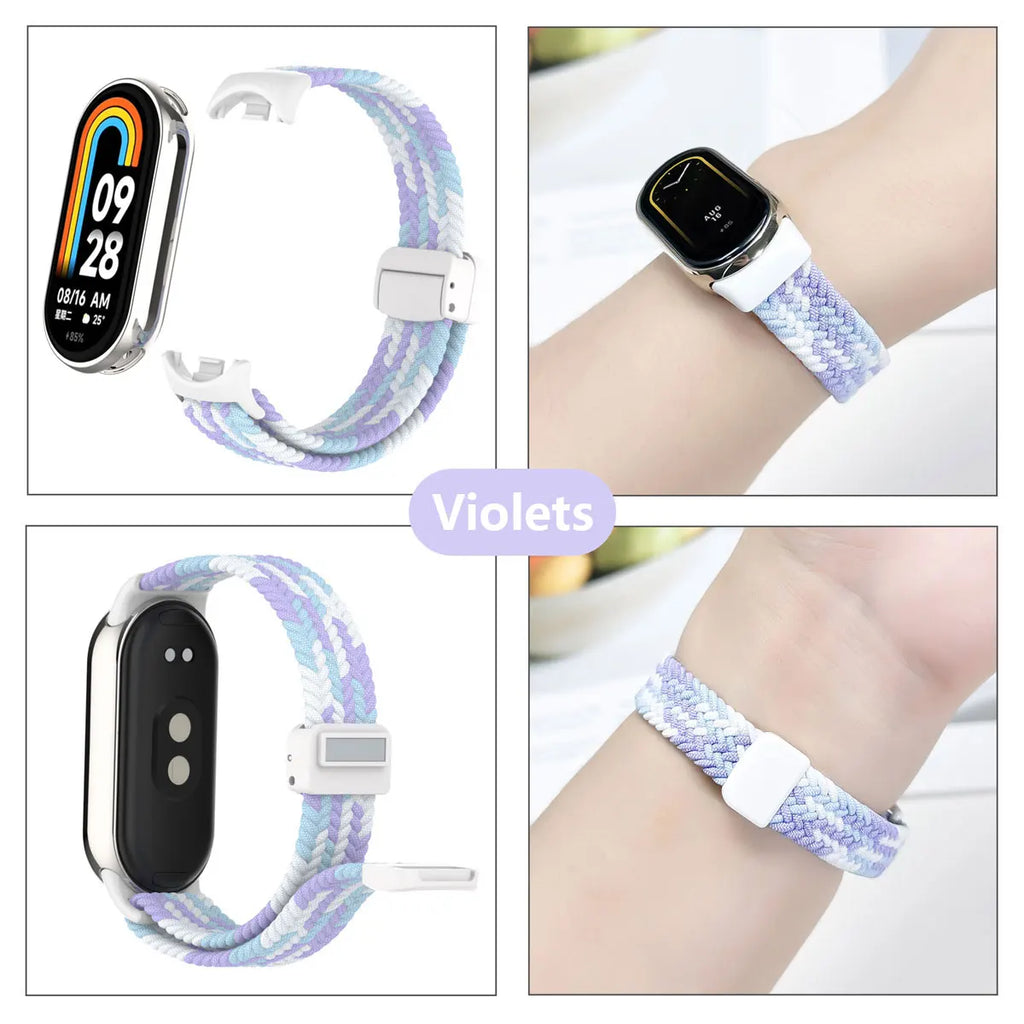 Suitable for Xiaomi Band 8 Wristband, Nylon Braided Strap, Magnet Buckle, Luxury Personality, Mi Band 8 Replacement Strap