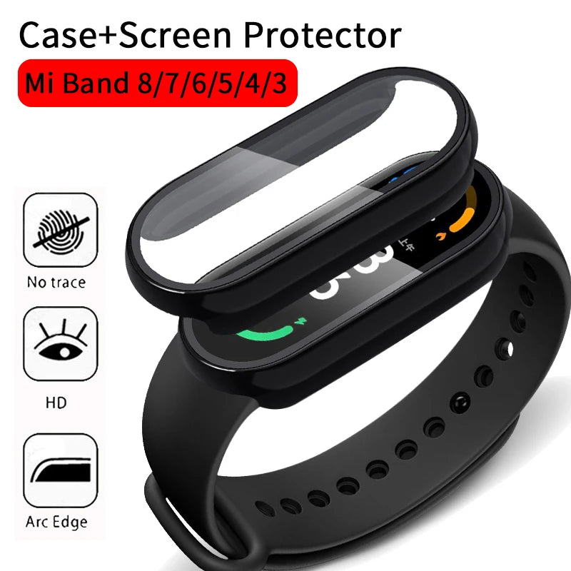 2in1 Case Screen Protector for Xiaomi Mi Band 10 9 8 7 6 5 4 3 Case+Film Full Coverage Protective Cover for Miband 6 7 band 5