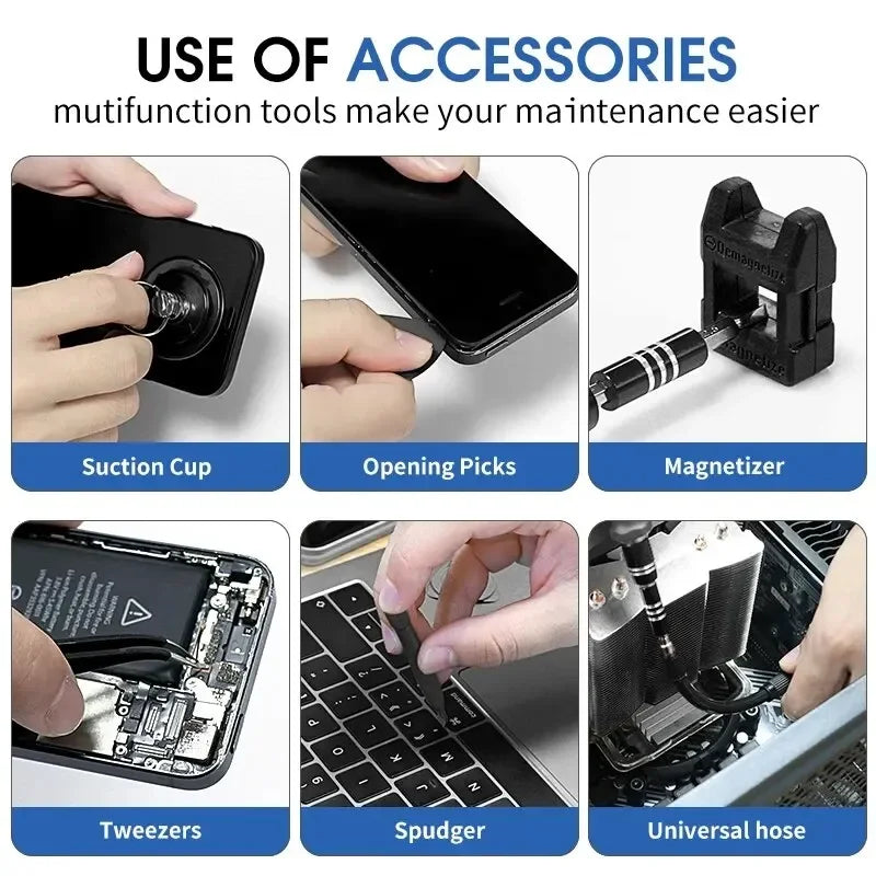 115-in-1 Precision Driver Set Magnetized Torx Hex Bits Multi-scene Repair Tool Kit for Mobile Phones Notebook PC Glasses Watch
