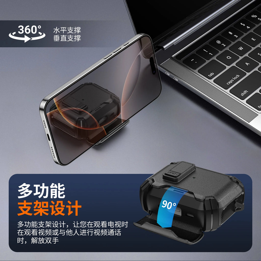 New Security Lock Case For AirPods Pro 3 Pro2 Pro 4 Cover TPU PC Phone Stand Design Protective Cases Fundas Earphone Accessories
