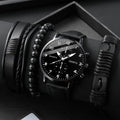 5PCS/Set Men's Business Watches Fashion Arabic Dial Leather Band Quartz Watch Bracelets Set（Without Box）