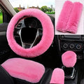 1 Set 6 Pcs Fluffy Car Steering Wheel Cover and Seat Belt Shoulder Pads and Handbrake Cover and Gear Shift Cover Set and Seat B