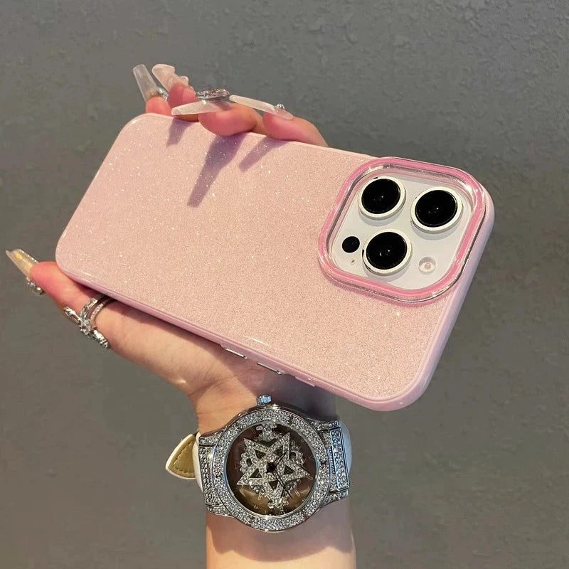 Luxury IMD Glitter Candy Color Hard Case For iPhone 16E 16 15 14 13 12 11 XS Max X XR SE 7 8 Plus Hybrid Silicone Soft PC Cover