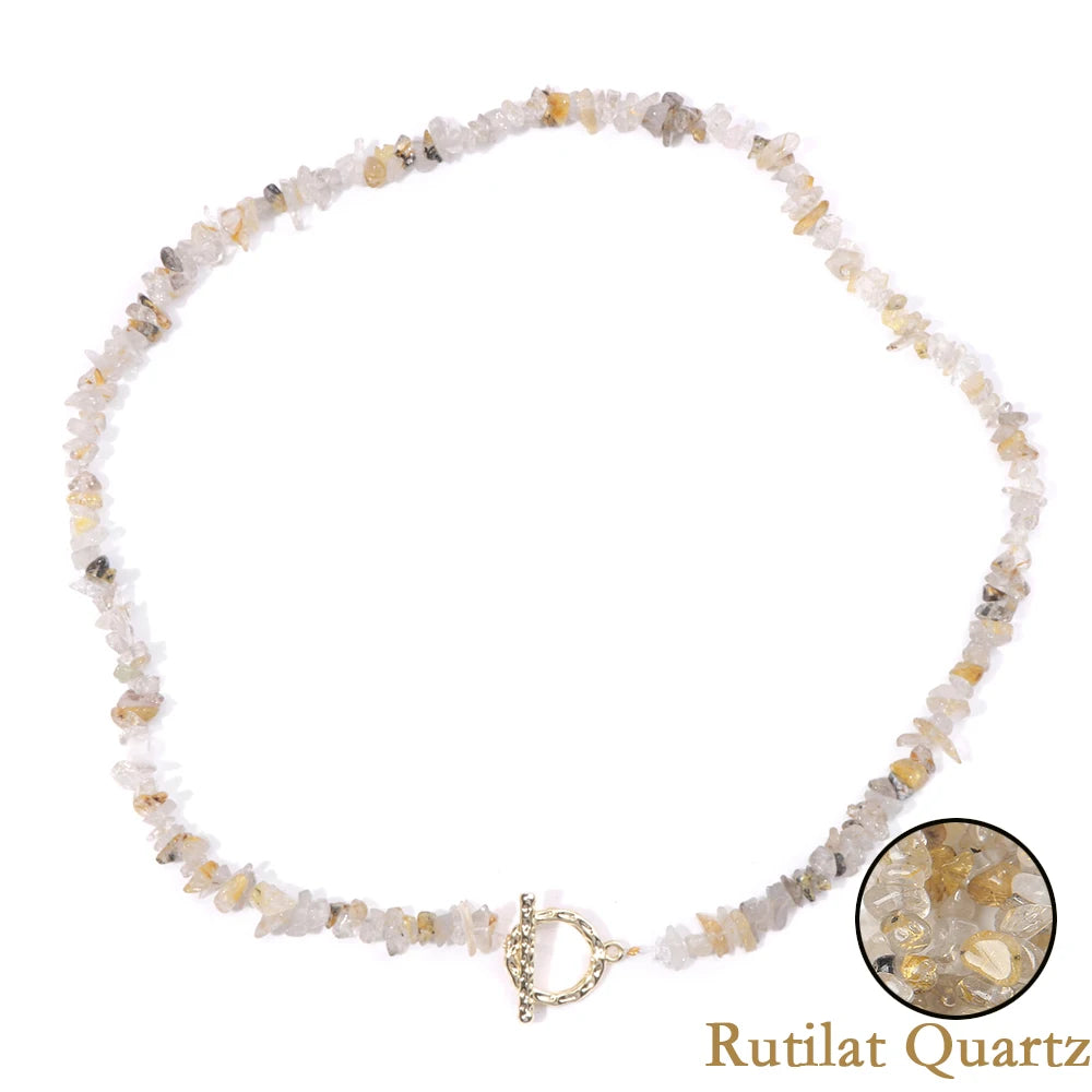 Healing Bohemian Gem Gravel Natural Semi-precious Stone Necklace Women's Fashion Necklace Jewelry Collares Para Mujer Female