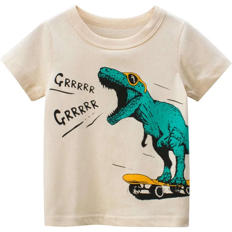 OLEKID 2025 Summer Children Boys Clothing Printed Cartoon Boys T-Shirts 2-8 Years Kids Baby Boy Tops Short Sleeve Toddler Tees