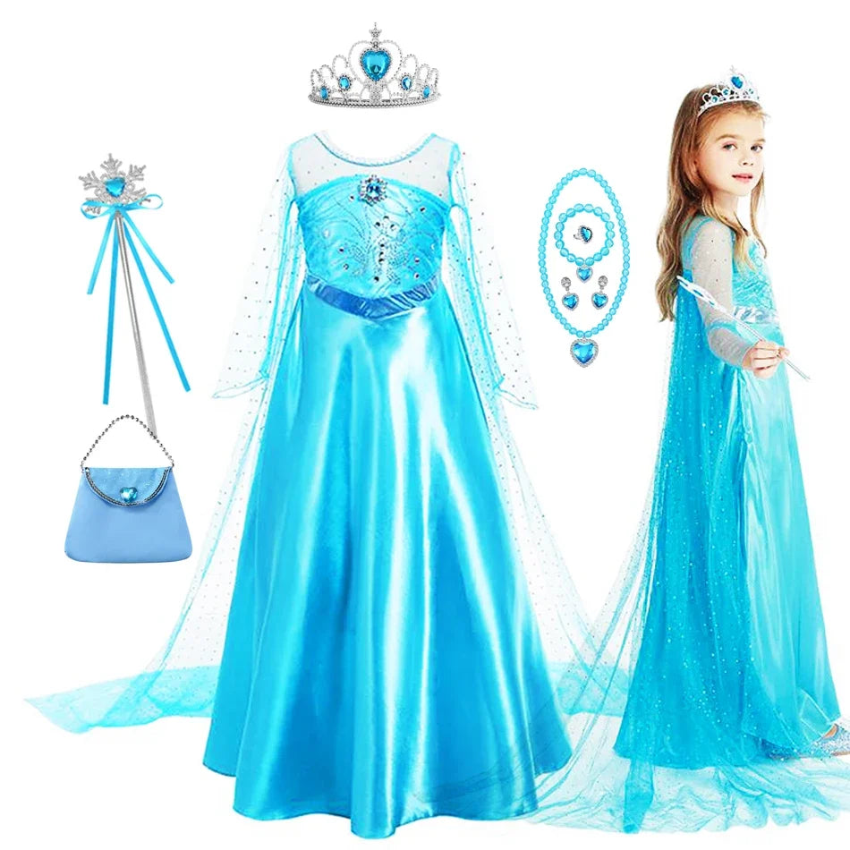 Elsa Dress for Girls Birthday Princess Dress For Kids Halloween Carnival Easter Party Cosplay Girls Costume