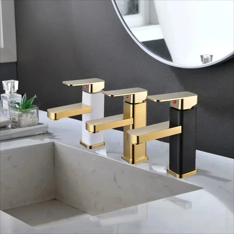 Stainless Steel Bathroom Basin Faucet Deck Mounted Hot and Cold Water Tap Dual-use Household Bathroom Kitchen Mixer Faucets