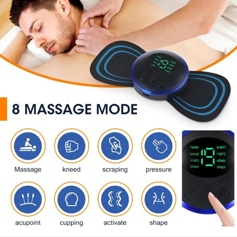 EMS Neck Massager Mini Neck and Back Stimulator Massager Portable Gel Pad Sticker Thin