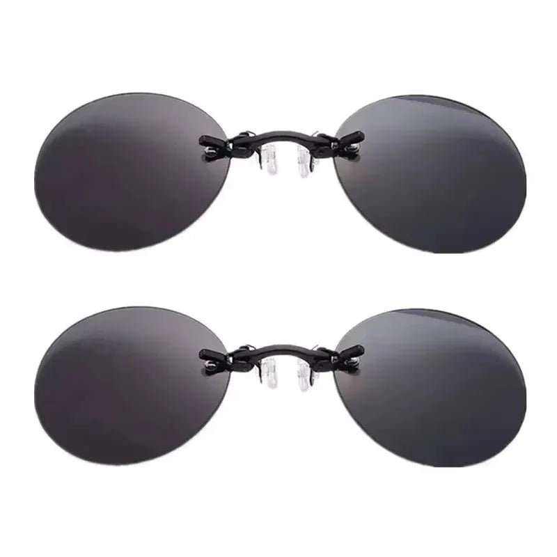  VIEWRING1-2PCS Clip On Nose Glasses Round Rimless Matrix Morpheus Sunglasses Mini Frameless Vintage Men Eyeglasses