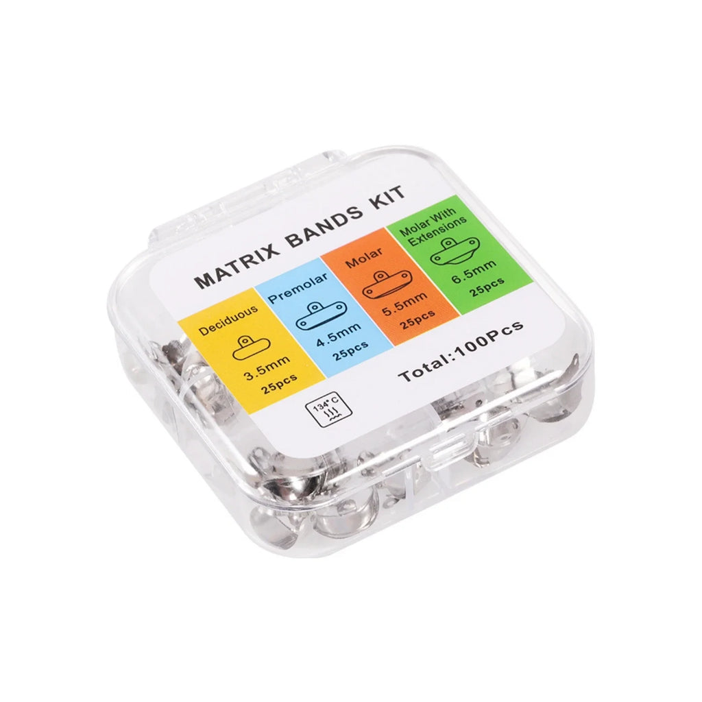 50/100Pcs Dental Sectional Matrix Bands 3.5-6.5mm Pre-Contoured Metal Matrices for Posterior Teeth Restoration Dentistry Tools