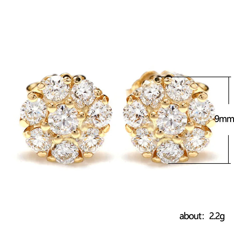 Huitan Luxury Gold Color Brilliant Cubic Zirconia Stud Earrings for Women Dainty Small Female Earring Gifts Classic Jewelry