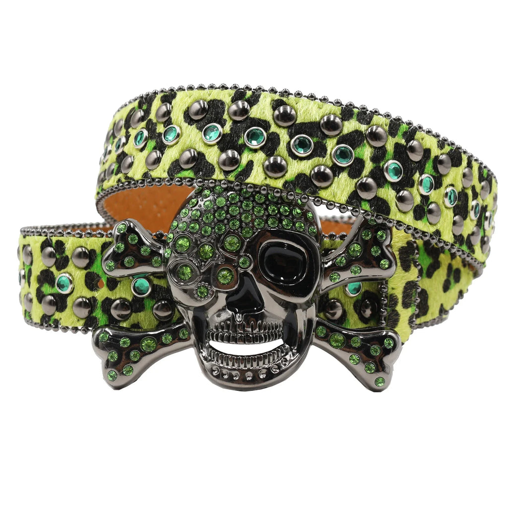 Hot Rhinestone Belts Studded Skull Lether Belts for Women Luxury Designer Brand Strap For Jeans Suppliers White Black