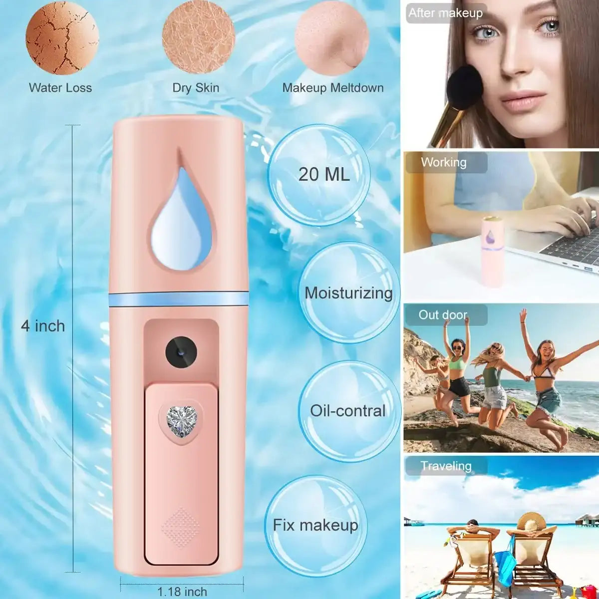 Rechargeable Nano Facial Mister with Mirror