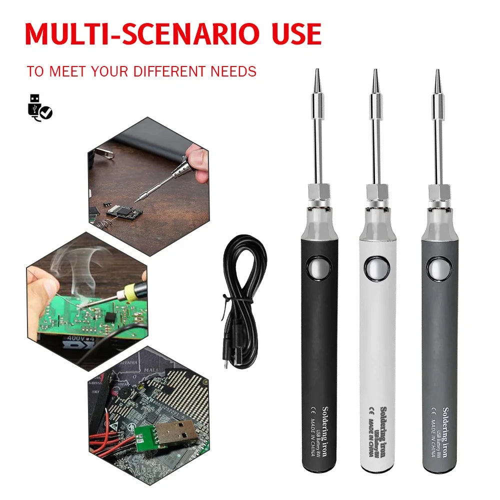 Cordless Electric Soldering Iron Pen 5V,8W Fast Charging Lithium Battery Portable Repair Welding Tools